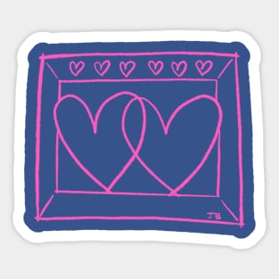 Two Hearts Doodle Sticker